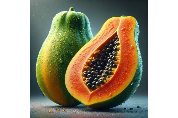 Papaya nutrition per 100 g, vitamin C benefits, low calorie fruit, and how to use ripe and green papaya