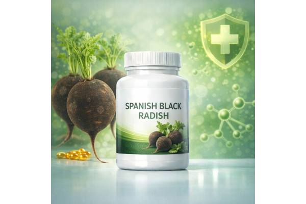 Spanish black radish supplement benefits for liver health, bile flow, detox support, dosage, and safety