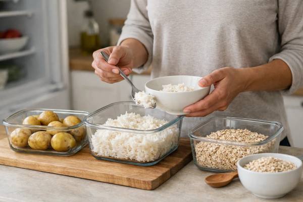 Resistant Starch for Insulin Sensitivity: Cook-and-Cool Potatoes, Rice, and Oats Learn how resistant starch in cooked and cooled potatoes, rice, and oats may support insulin sensitivity, lower post-meal glucose, and fit into realistic blood sugar-friendly meals.