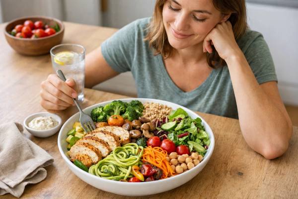 Filling Low-Calorie Meals for Weight Loss: What to Eat When You Want More Volume Discover filling low-calorie meals for weight loss with high-volume breakfast, lunch, dinner, snack, and dessert ideas that help you eat more food while staying in a calorie deficit.