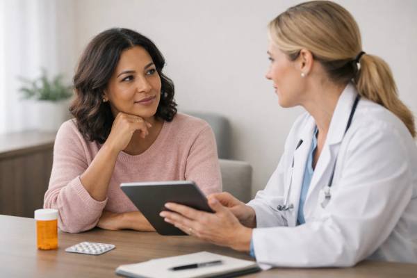 GLP-1 medications and HRT can overlap in important ways, especially when oral progesterone is used for endometrial protection. Learn what delayed gastric emptying may mean for absorption, which drugs raise more concern, and what to ask your clinician.