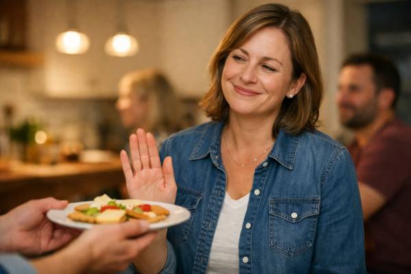Learn how to say no to food pushers politely and confidently with practical scripts, boundary-setting tips, and real-life strategies for family meals, work events, and holidays.