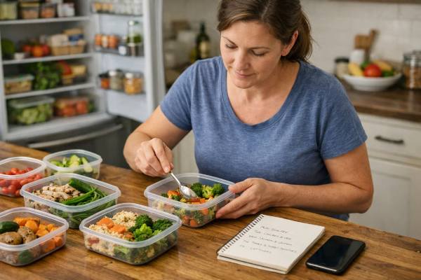 Learn how to build meal planning habits for weight loss with simple weekly systems, grocery routines, prep strategies, and backup meals that make healthy eating more automatic.