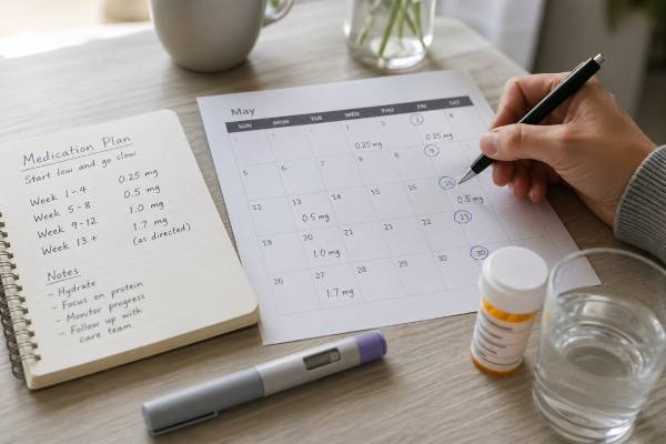 Learn how weight loss medication dosing schedules really work, including titration, weekly and daily dose increases, missed doses, side effects, and when higher doses are not the right move.