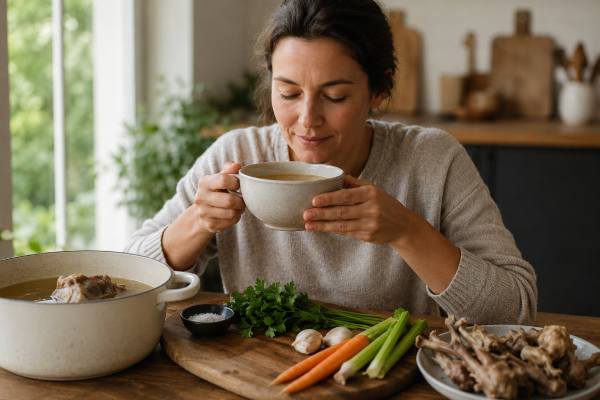 Bone Broth for Immune Support: Hydration, Protein, and Sodium Tradeoffs Bone broth for immune support can help with hydration, comfort, and small amounts of protein during illness, but sodium and nutrition tradeoffs matter. Learn when bone broth helps, when it falls short, and how to use it wisely during recovery.