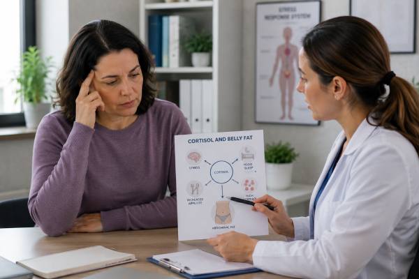 Does high cortisol cause belly fat? Learn when cortisol truly contributes to abdominal fat, how stress changes appetite and metabolism, and when to suspect a real medical problem.
