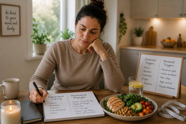 Learn how to tell emotional eating from hormonal hunger, what each one usually feels like, why they often overlap, and how to respond more effectively in the moment.