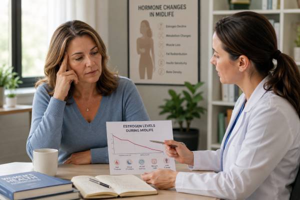 Estrogen and weight gain in midlife: learn what really changes during perimenopause and menopause, why belly fat and body composition shift, and what actually helps.