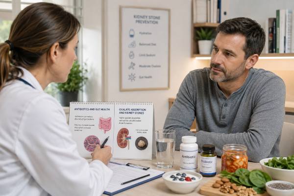 Oxalate and Gut Health: Why Antibiotics Can Raise Stone Risk Learn how antibiotics can affect oxalate, gut bacteria, and calcium oxalate kidney stone risk, plus practical steps for hydration, calcium timing, diet, probiotics, and testing.