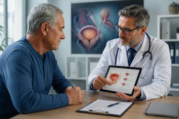 Learn how enlarged prostate causes weak stream, urgency, nocturia, and incomplete emptying, plus practical BPH treatment options from self-care and medicines to minimally invasive procedures and surgery.