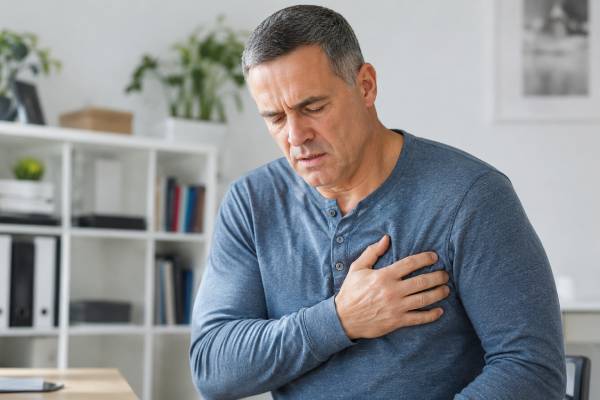Learn the key heart attack symptoms in men, including chest pressure, shortness of breath, arm or jaw pain, cold sweats, nausea, and silent warning signs men often miss.
