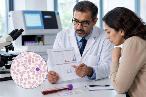 Learn what a high RDW blood test means, including common causes, anemia patterns, iron deficiency, B12 and folate deficiency, MCV interpretation, and follow-up tests.