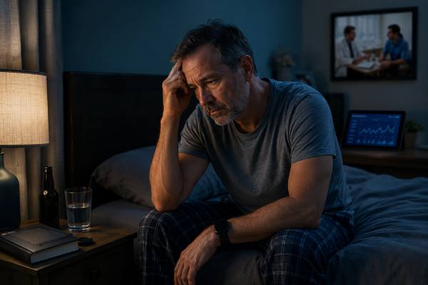 Learn why insomnia in men happens, including stress, alcohol, hormones, and sleep apnea, plus warning signs and treatments that can help.