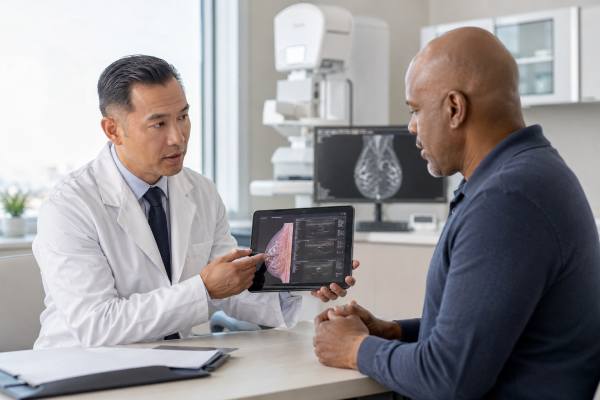 Learn male breast cancer symptoms, including lumps, nipple changes, discharge, skin signs, risk factors, and when men should get checked.
