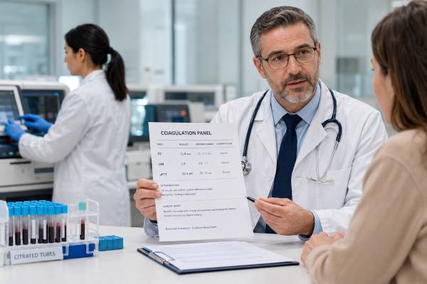 Learn how to interpret PT, INR, and aPTT patterns, including high INR, prolonged aPTT, warfarin and heparin effects, liver disease, vitamin K deficiency, and when follow-up matters.