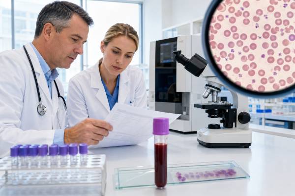 Learn the normal platelet count range, what low and high platelet results mean, common causes, bleeding and clot risks, false results, and follow-up tests.