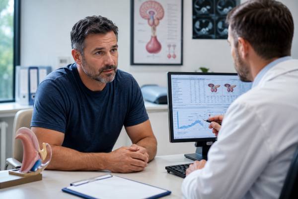 Learn how high prolactin affects men, including low libido, erectile dysfunction, fertility problems, low testosterone, testing, pituitary causes, and treatment options.