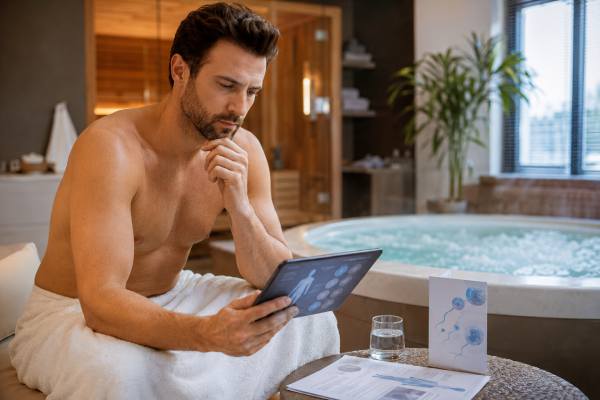 Learn how saunas, hot tubs, fever, laptops, and other heat sources may affect sperm count, motility, recovery time, and male fertility testing.