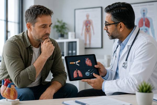 Smoking and Men’s Health: ED, Fertility, Heart Disease, and Cancer Risk Learn how smoking affects men’s erectile function, sperm quality, heart disease risk, blood pressure, cancer risk, screening needs, and what can improve after quitting.