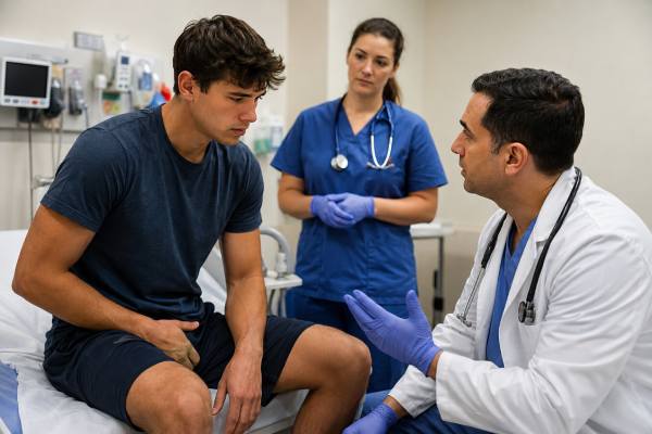 Testicular Torsion: Symptoms and When to Go to the ER Learn the symptoms of testicular torsion, how it differs from epididymitis and other causes of testicle pain, and when sudden scrotal pain needs ER care.