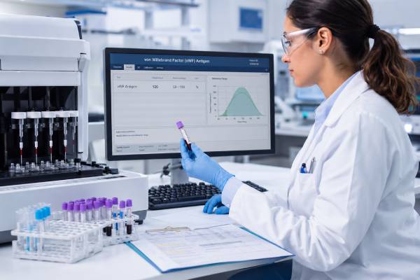 Learn the vWF antigen test normal range, what low and high von Willebrand factor antigen results mean, and how doctors interpret vWF with activity, factor VIII, bleeding symptoms, and repeat testing.