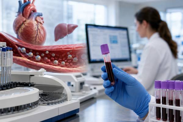 Apolipoprotein B (ApoB) Test: High ApoB, Normal Range, LDL Particle Risk, and Heart Disease Learn what the ApoB blood test measures, what high ApoB means, common ApoB targets, why ApoB can reveal LDL particle risk, and how results are used with cholesterol testing.