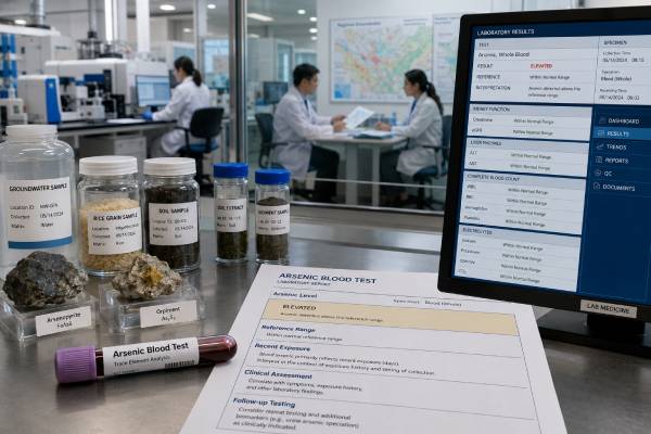 Learn what an arsenic blood test measures, what high arsenic can mean, normal range basics, poisoning symptoms, urine testing, exposure sources, and follow-up steps.