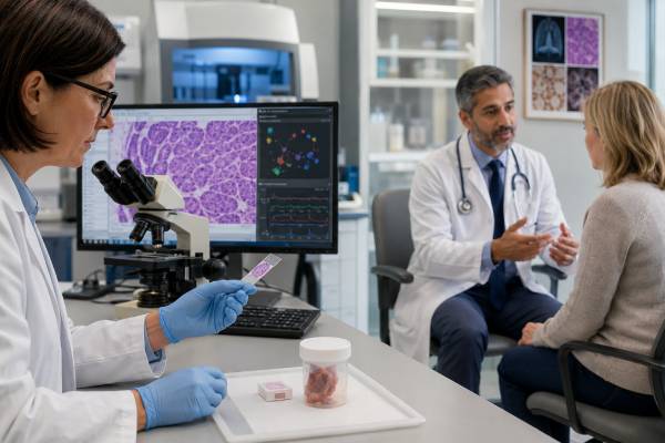 Understand BRAF mutation testing in melanoma, colorectal, thyroid, and lung cancer, including V600E results, testing methods, targeted therapy, and negative-test limitations.