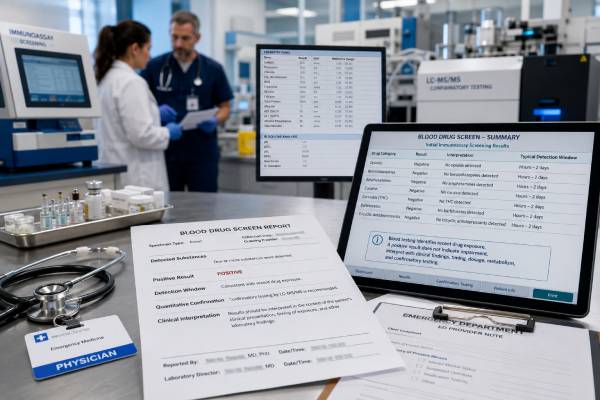 Learn what a blood drug screen test checks, how long common drugs stay detectable in blood, what positive and negative results mean, and when confirmation testing matters.