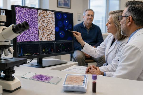 Understand the CCND1/IGH fusion test for mantle cell lymphoma, including t(11;14), FISH results, cyclin D1 and SOX11 findings, prognosis, and diagnostic limits.