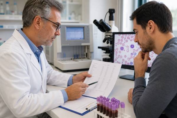 Learn what a complete blood count test measures, including CBC markers, adult normal ranges, high and low results, anemia patterns, white blood cells, platelets, and follow-up steps.