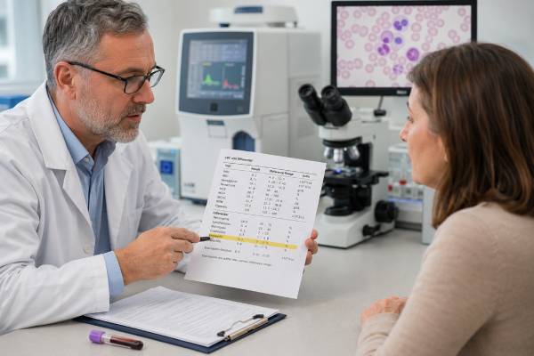 Learn the normal eosinophil count range, what high and low eosinophils mean, common causes, result categories, and when follow-up testing or urgent care is needed.