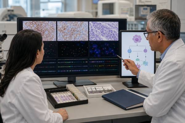 Understand HER2 and ERBB2 testing in breast, gastric, lung, and other cancers, including IHC, ISH, mutations, targeted therapy, and result interpretation.