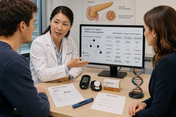 HNF1A MODY Genetic Test Diabetes Diagnosis, Treatment, and Results Understand HNF1A MODY genetic test results, diagnostic clues, sulfonylurea sensitivity, insulin transitions, pregnancy care, complications, and family testing.