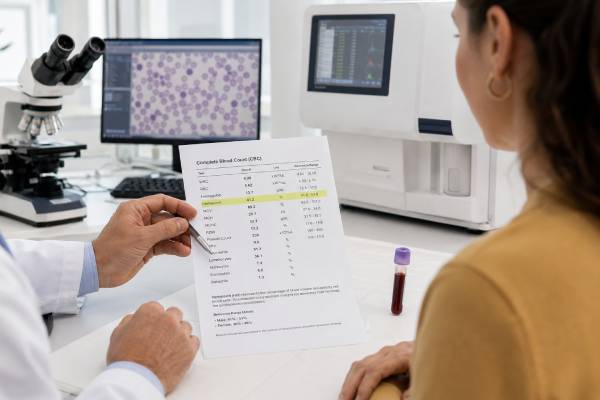 Learn what hematocrit (Hct) measures, typical adult normal ranges, what low or high results mean, common causes, CBC patterns, test preparation, and when follow-up matters.