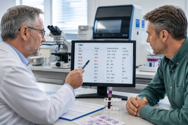 High hemoglobin on a blood test can come from dehydration, smoking, sleep apnea, testosterone, high altitude, lung disease, or polycythemia vera. Learn what high Hgb means and when follow-up is needed.