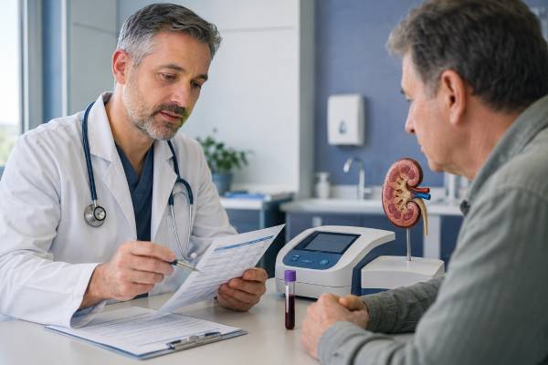 Learn what a low bicarbonate blood test means, including metabolic acidosis, kidney disease, anion gap patterns, symptoms, urgent warning signs, and follow-up testing.