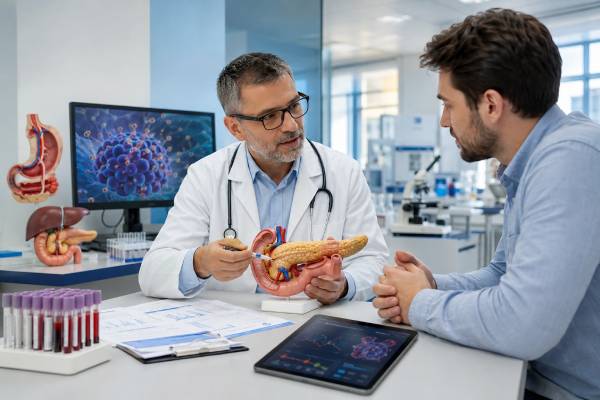 Low Insulin Blood Test: Causes, Diabetes, Pancreas Function, and Meaning Learn what a low insulin blood test can mean, including normal fasting patterns, type 1 diabetes, later-stage type 2 diabetes, C-peptide results, pancreas function, and when follow-up care matters.