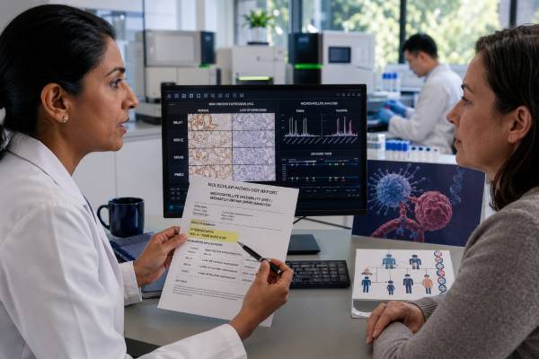 Microsatellite Instability (MSI) and Mismatch Repair Deficiency (dMMR) Test: Cancer Immunotherapy, Lynch Syndrome, and Results Learn how MSI and dMMR testing guides cancer immunotherapy and Lynch syndrome evaluation, including IHC patterns, PCR, NGS, reflex testing, and discordant results.