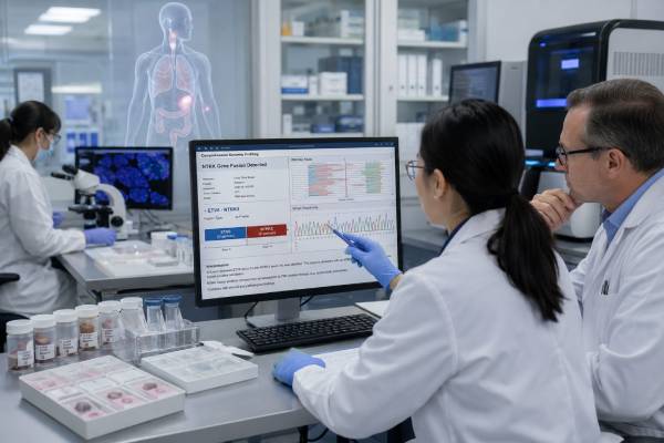 NTRK Fusion Test: Cancer Targeted Therapy, Gene Fusion, and Results Learn how NTRK fusion testing finds tumor-agnostic targets, compares RNA NGS, DNA NGS, IHC, and FISH, and guides TRK inhibitor treatment and resistance testing.