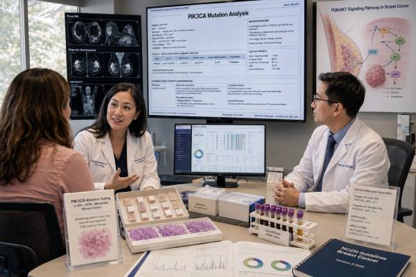 Learn how PIK3CA mutation testing guides targeted therapy in HR-positive, HER2-negative advanced breast cancer, including tissue, plasma, alpelisib, and inavolisib results.