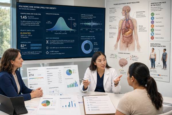 Polygenic Risk Score (PRS) for Obesity: Genetic Risk, BMI, and Results Learn what an obesity polygenic risk score can reveal about inherited BMI susceptibility, childhood trajectories, ancestry limits, and clinical interpretation.