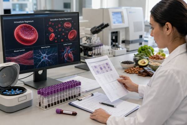 Learn what the RBC magnesium test measures, common normal ranges, causes of low or high RBC magnesium, deficiency symptoms, serum vs RBC testing, and follow-up steps.