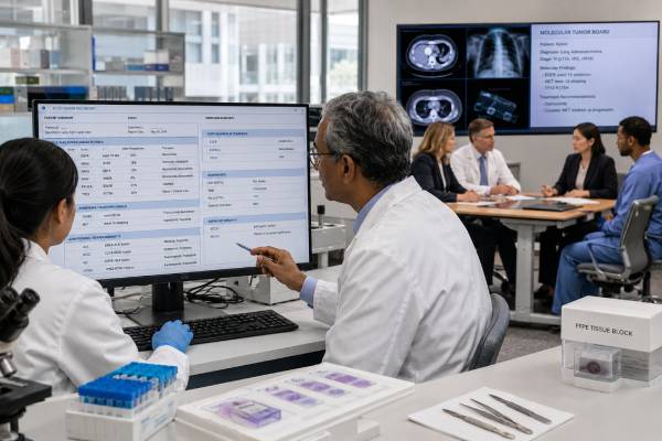 Learn how a solid tumor NGS panel detects cancer mutations, fusions, copy-number changes, and biomarkers, and how results may guide treatment, trials, and repeat testing.