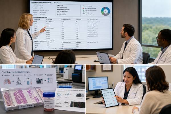 Learn how tumor molecular profiling finds DNA, RNA, protein, and genomic biomarkers to guide cancer diagnosis, targeted treatment, resistance assessment, and next steps.