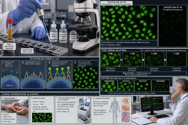 Learn how the ANA by IFA test reports titers and fluorescence patterns, what positive and negative results may mean, and which follow-up tests help assess autoimmune disease.