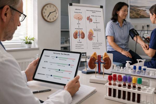 Adrenal Insufficiency Test Panel: Cortisol, ACTH, Renin, Aldosterone, and Results Learn how cortisol, ACTH, renin, aldosterone, electrolytes, and cosyntropin results distinguish primary from central adrenal insufficiency and guide urgent care.