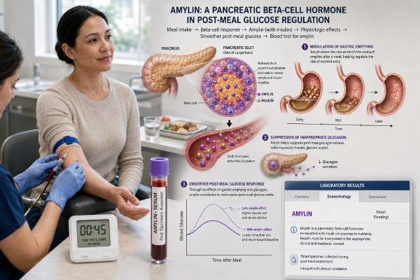 Amylin Blood Test: Pancreatic Hormone, Glucose Control, and Results Understand what an amylin blood test measures, how the pancreatic hormone affects glucose and appetite, and what low, high, fasting, or stimulated results may mean.