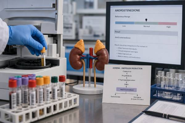 Androstenedione Blood Test: High, Low, Adrenal Hormones, and Results Learn why androstenedione is tested, what high or low levels may mean, how adrenal and gonadal sources differ, and which follow-up hormones confirm the cause.