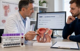 Understand AMH testing in men, including Sertoli-cell function, age-related ranges, low and high results, infertility and azoospermia uses, limitations, and follow-up tests.